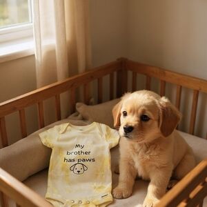 Gerber Cream Bodysuit with Puppy Graphic